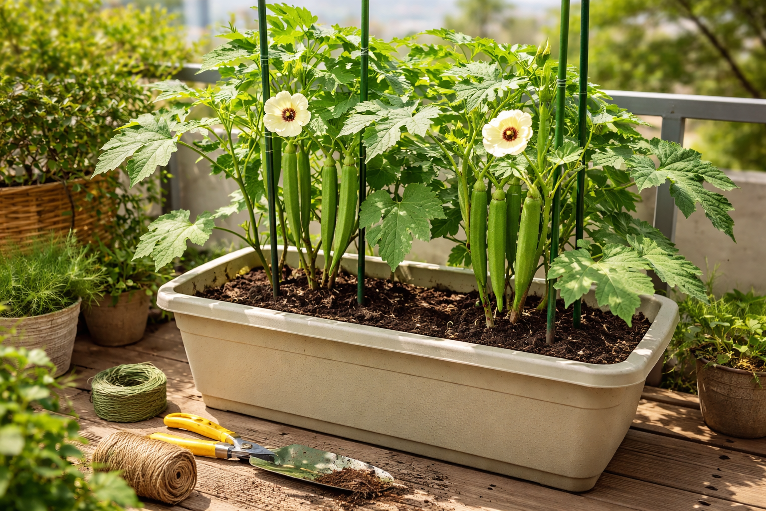 オクラ 育て方 プランター 支柱は必要ある？